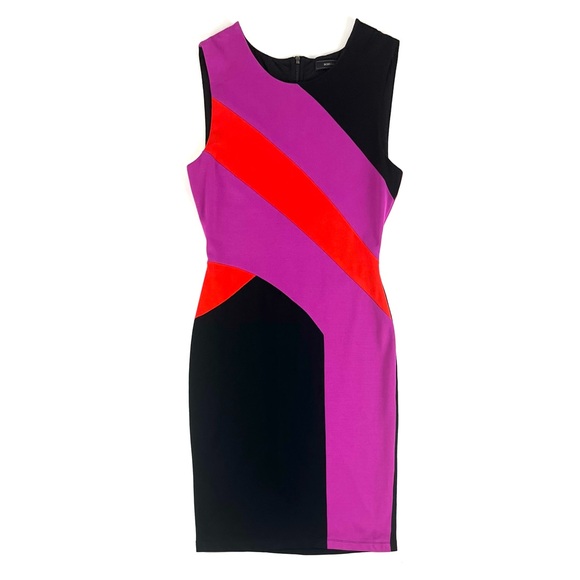 BCBGMAXAZRIA Gladys Purple & Orange Color-Blocked Sheath Dress - Picture 4 of 8